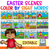 Easter Scenes Color by Code Sight Words Editable