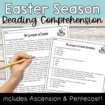 Preview of Easter, Ascension Thursday, and Pentecost Catholic Reading Comprehension