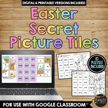 Preview of Easter Secret Picture Tile Puzzles Distance Learning Google Classroom™ 