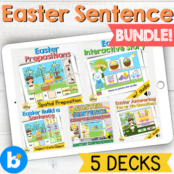 Preview of Easter Sentence Boom Cards Bundle
