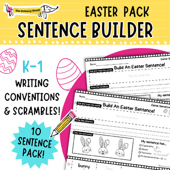 Preview of Easter Sentence Building Center Pack | Cut & Glue Spring Writing Activity