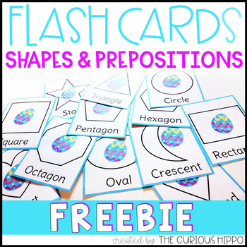 Preview of Easter Shapes and Preposition Flashcards Freebie