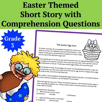 Preview of Easter Story | Reading Comprehension Questions | Writing Prompt | Grade 3