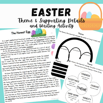 Preview of Easter Short Story, Theme & Supporting Details & Writing Activity