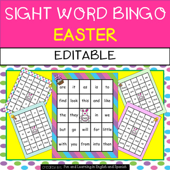 Preview of Easter: Sight Word Bingo - Editable