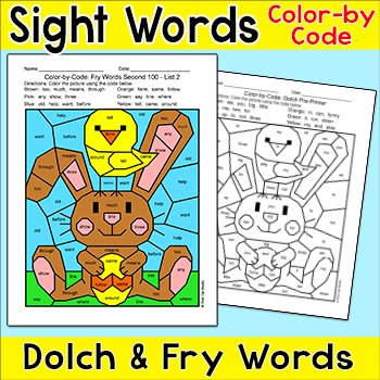 Preview of Color by Sight Words Easter Literacy Activity - April Morning Work
