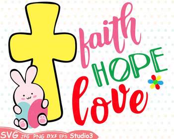 Preview of Easter Silhouette SVG clipart faith hope love Bunny Cross Eggs -71sv