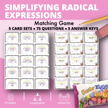 Preview of Easter: Simplifying Radical Expressions Matching Game