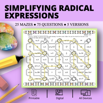 Preview of Easter: Simplifying Radical Expressions Maze Activity