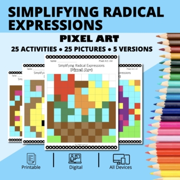 Preview of Easter: Simplifying Radical Expressions Pixel Art Activity
