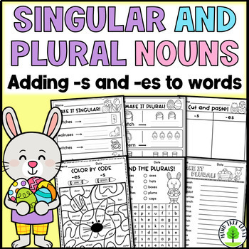Preview of Easter Singular and Plural Nouns Worksheets: -s or -es