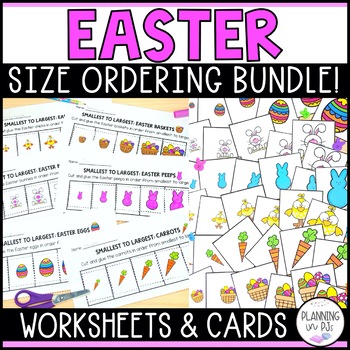 Preview of Easter Size Ordering for Spring | Order by Size | Cut and Glue