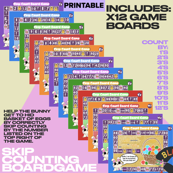 Preview of Easter Skip Counting Game / Skip Count Board Game Math Count by 2s 5s 10s 1-12