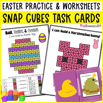 Preview of Easter Snap Cube Math Center Spring Counting Cube Task Cards