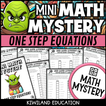 Preview of Easter Solving One Step Equations with 1 Variable Mini Math Mystery Worksheets