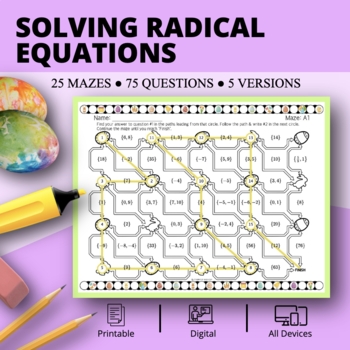 Preview of Easter: Solving Radical Equations Maze Activity