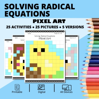 Preview of Easter: Solving Radical Equations Pixel Art Activity