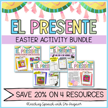 Preview of Easter Spanish Present Tense Ar Er Ir Verb Activity Bundle Digital Printable