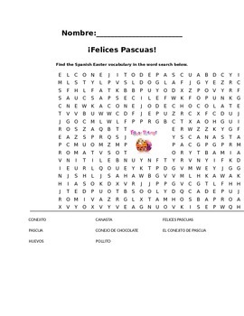 Preview of Spanish Easter/Pascua Vocab Coloring Pages, Word Search, Scramble & More
