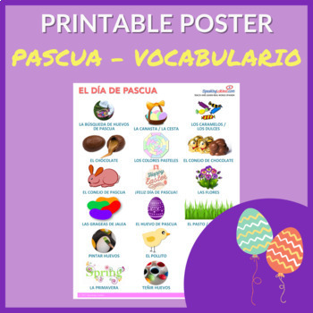 Preview of Easter Spanish Vocabulary Printable Poster - Vocabulario del Día de Pascua