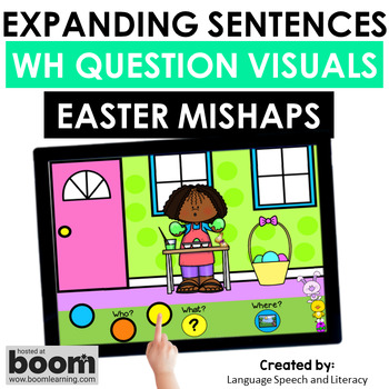 Preview of Easter Speech Therapy, Picture Scenes with WH Questions, Boom Cards