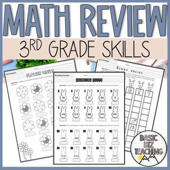 Preview of Easter | Spring | 3rd Grade Math Standards Review | No Prep Math Worksheets