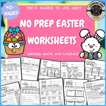 Preview of Easter Activities Math Literacy Worksheets PreK Kindergarten First TK UTK Easter