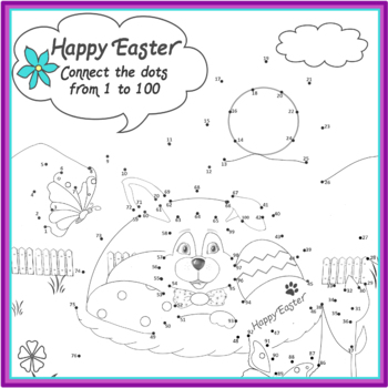 Preview of Connect the dots 1 to 100 FREEBIE: Easter Spring Activity