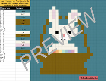 Preview of Easter/Spring Adding/Subtracting Fractions Pixel Art Activity