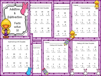 Preview of Easter Addition and Subtraction within 20