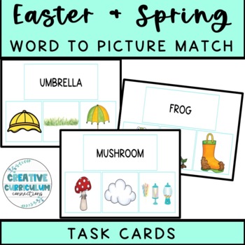 Preview of Easter/Spring Identifying Items Word To Picture Matching Task Cards