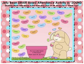 Preview of Easter Spring Jelly Bean SMART Board Attendance Activity w/ SOUND