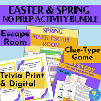 Preview of Easter/Spring Reading, Logic, Culture, SEL, Math Print & Digital Bundle gr. 3-8