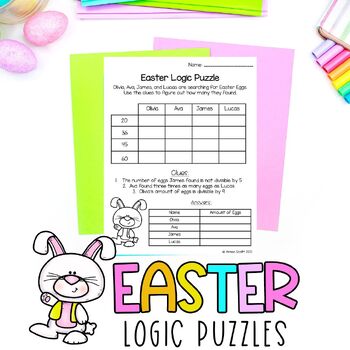 Preview of Logic Puzzles Math Puzzle Activity | FREEBIE | Easter and Spring Theme