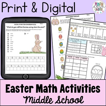Preview of Easter Math Activities for Middle School - Print & Digital