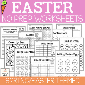 Preview of Easter Spring No Prep Early Finisher Packet {1st Grade Math & Literacy}