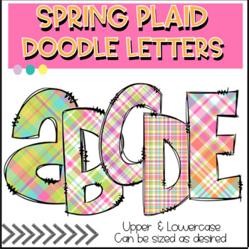 Preview of Spring Plaid Doodle Letters - Bulletin Boards Alphabet & Number Decor Set