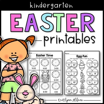 Preview of Easter Spring Printables - Math and Literacy Packet for Kindergarten