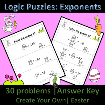 Preview of Easter Spring Properties of Exponents | Logic Puzzles | Algebra 1