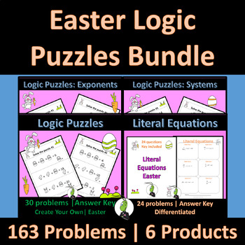 Preview of Easter Spring Puzzles | Algebra | Integers | Logic | Exponents