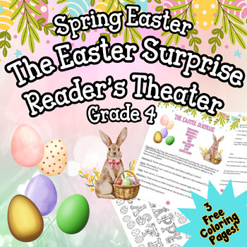 Preview of Easter Spring Reader's Theater Grade 4 Fluency Color Fun March April Bunny ELA
