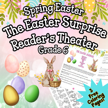 Preview of Easter Spring Reader's Theater Grade 6 Fluency Color Fun March April Bunny ELA