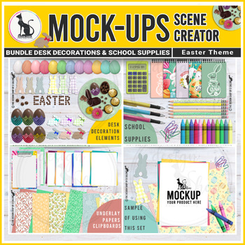 Preview of Easter Movable Mockup School Supplies and Desk Decorations | Mini Bundle 7