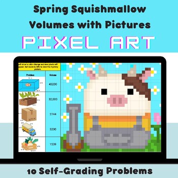Preview of FREEBIE Easter Spring Squishmallow Volumes with Pictures Mystery Pixel Art