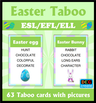 Preview of Easter & Spring Taboo for ESL | 63 Taboo cards with pictures | Fun Holiday Games