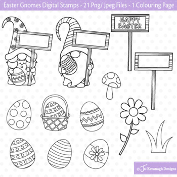 Easter Stamps / Easter Clip Art / Easter Colouring Page / Easter Black & White