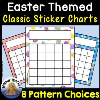 Preview of Spring Sticker Reward Charts - Easter Pastel Eggs & Flowers Positive Behavior
