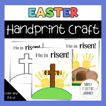 Easter Story He is Risen Handprint Craft Activity, Bible Craft, Bible ...