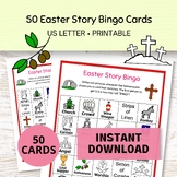 Easter Story Religious Bingo, 50 Printable Cards, Sunday S