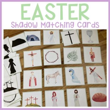 Preview of Easter Story Shadow Matching Cards - Good Friday - Palm Sunday - Holy Thursday